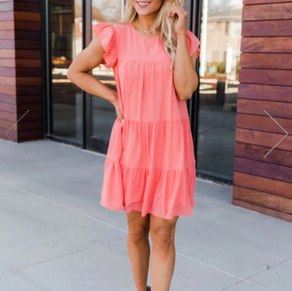 COMPLETE MY HEART CORAL DRESS - Picture 4 of 5